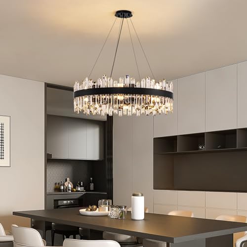 Modern Black Crystal Chandelier
