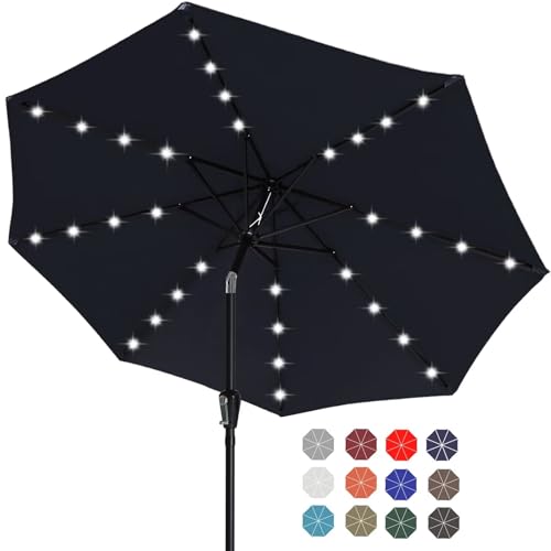 Solar Led Patio Umbrella with 32 Lights 9FT