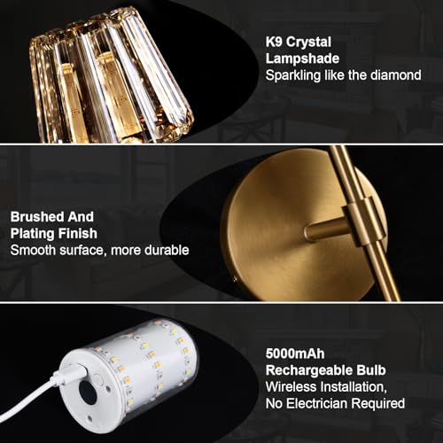 Battery Operated Crystal Wall Sconce Set of 2 (2 Count)
