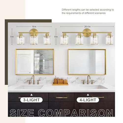 Modern Gold Crystal Bathroom Light Fixtures