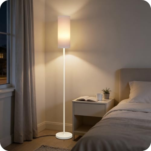 White Dimmable Floor Lamps for Living Room with Remote and Foot Switch