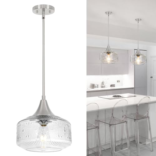Brushed Nickel Pendant Light Adjustable Hanging Light for Kitchen Island