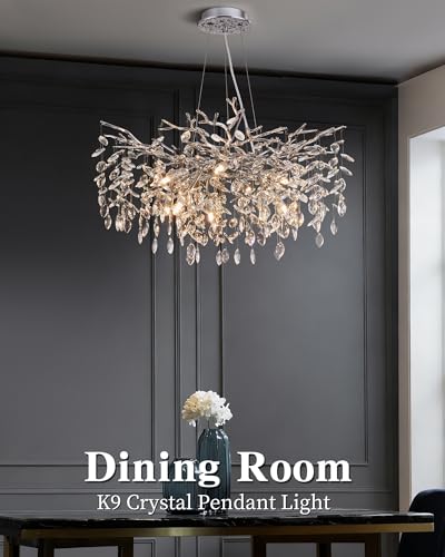 Modern Tree Branch Crystal Chandelier Luxury Silver Crystal Pendant Lighting 30" Contemporary 10