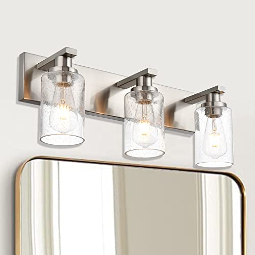 Brushed Nickel Bathroom Vanity Light Over Mirror