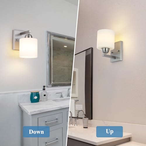 Brushed Nickel Milk Glass Wall Sconces