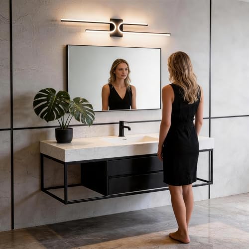 Vanity Light for Bathroom Lighting Over Mirror Black Dimmable 3CCT Vanity Lighting Fixture Modern Bath Vanity Bar 39in Led Bathroom Wall Sconce Lighting for Bedroom Living Room with Remote Control