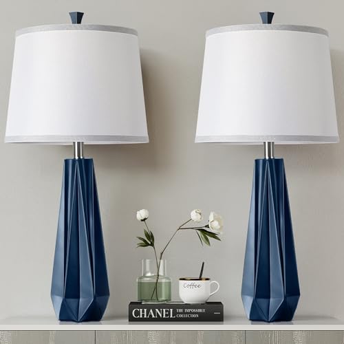 27'' Navy Blue Resin Table Lamps (2 Count)