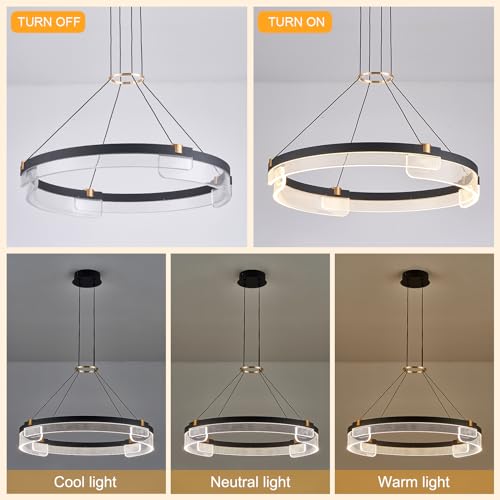 Modern LED Pendant Light Dimmable Black LED Chandelier for Dining Room Pendant Light Fixture Over Table Modern Chandelier Kitchen Island Living Room Entryway