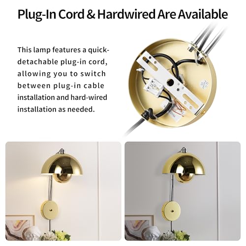 Mid Century Modern Bud Plug in Wall Sconces for Bedroom