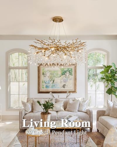 Modern Tree Branch Crystal Chandelier Luxury Gold Crystal Pendant Lighting 40" Contemporary 14
