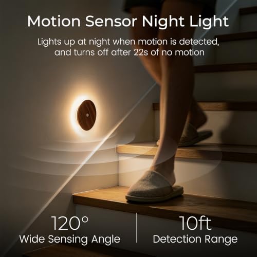 Wood Motion Sensor Night Light Indoor