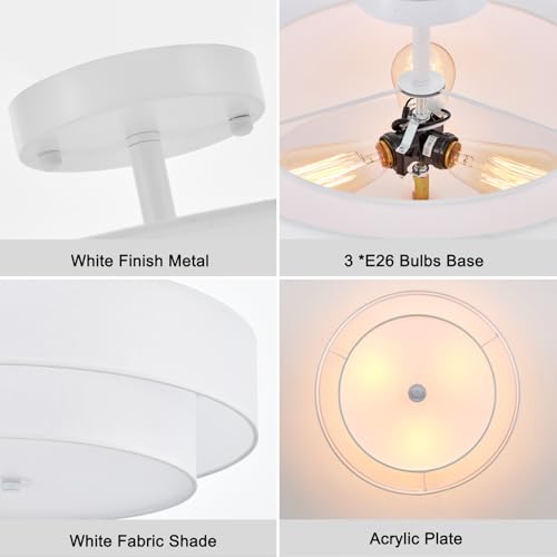 18" White Semi Flush Mount Ceiling Light