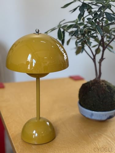 Modern Flower Bud Lamp 12" Cordless Touch Lamp Dimmable 2600mAh Rechargeable Desk Lamp Nordic Mushroom Lamp Nightstand Bedside Lamp for Bedroom Living Room
