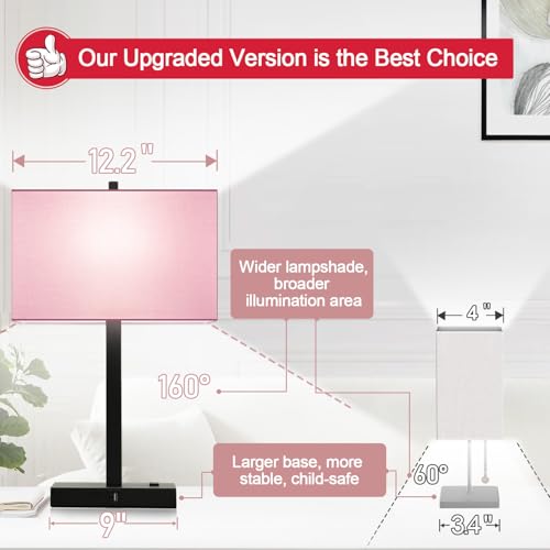 21" Set of 2 Table lamp with USB A+C & AC Outlets (2 Count)