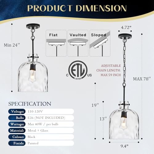 Modern Black Glass Pendant Light