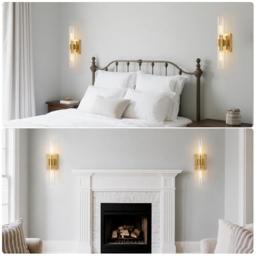 Gold Brass Bathroom Wall Sconce (2 Count)