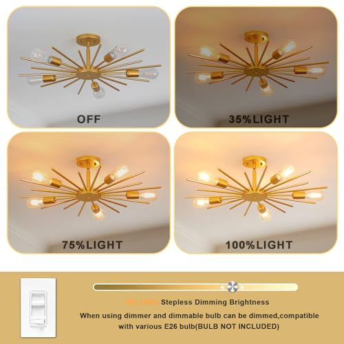 Gold Semi Flush Mount Ceiling Light