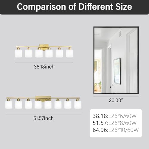 8 Light Bathroom Light Fixtures Gold for Big Mirror