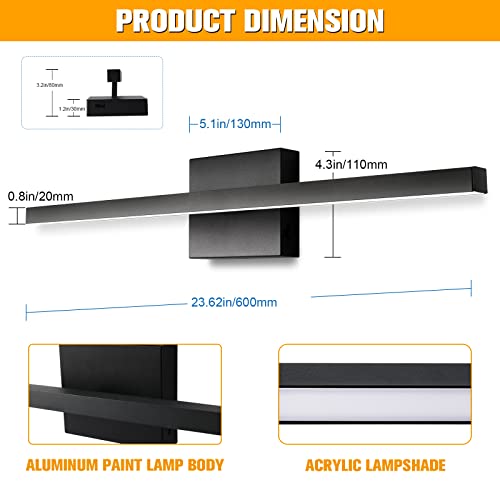 31.5 inch Black Bathroom Vanity Light