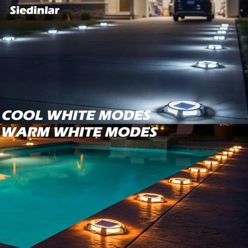Solar Deck Lights Outdoor 2 Modes LED (4 Count)