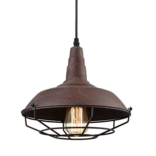 Barn Style Pendant Light Farmhouse Caged Pendant Lighting Industrial Metal Wire Hanging Pendant Light Barn Pendant Light Fixtures for Kitchen Island Hallway Foyer