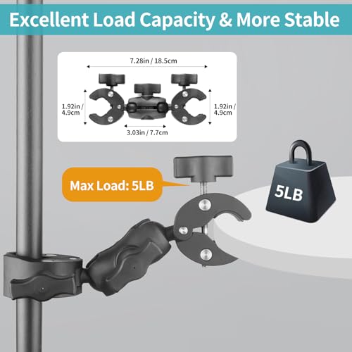 Double Clamp Mount Umbrella Chair Clamp with 360° Magic Arm