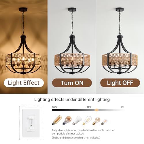 20" Rattan Chandelier