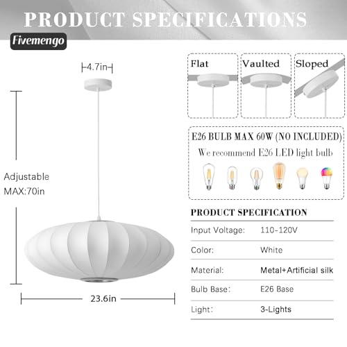 23.6in Lantern Pendant Light Bubble Saucer
