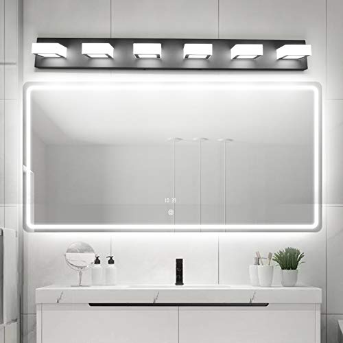 Modern Black Vanity Lights Fixtures 6 Lights Acrylic Modern LED Matte Black Vanity Lights for Bathroom