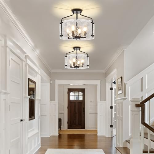 Black Semi Flush Mount Ceiling Lights Modern Entryway Hallway Light Fixture