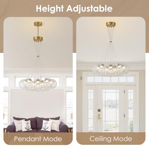 Modern Sputnik Chandeliers 13 Lights Clear Bubble Glass Chandelier Lighting