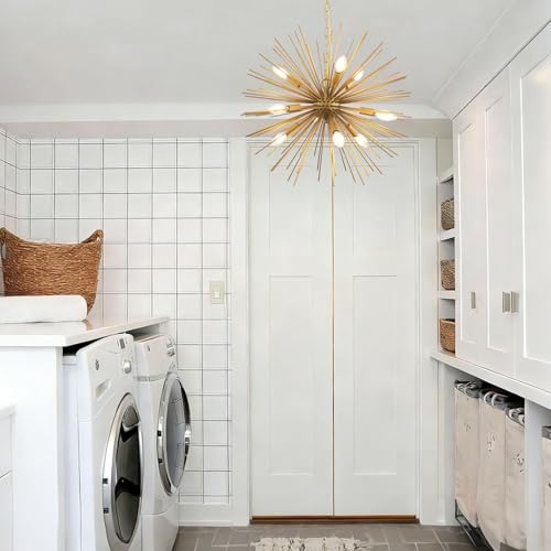 23.8in 9 Light Gold Sputnik Chandelier Mid