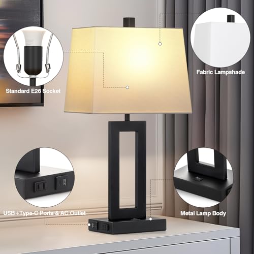 Black Bedside Table Lamp Set of 2 (2 Count)