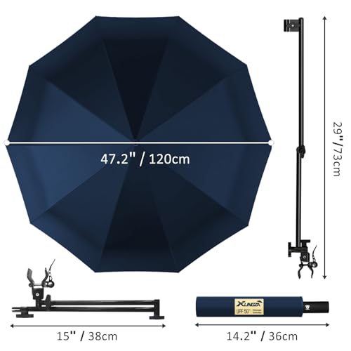 UPF 50+ Beach Umbrella with Adjustable Universal Clamp