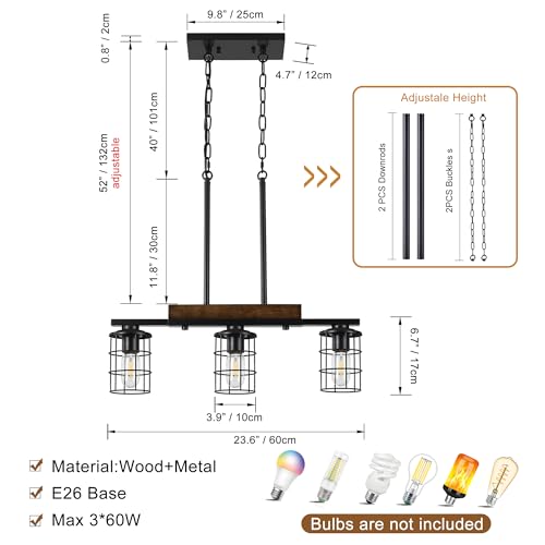 3 Light Farmhouse Kitchen Light Fixture