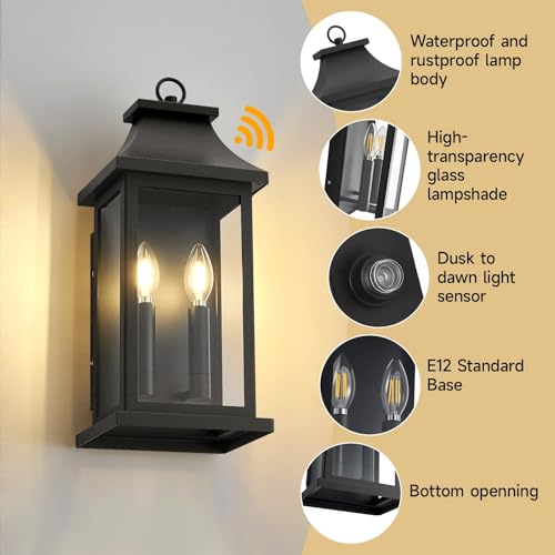 2 Pack 18" Large Outdoor Wall Lights Dusk to Dawn Outdoor Lighting (2 Count)