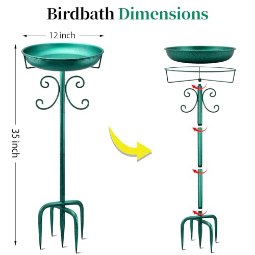 35In Metal Bird Bath for Outside