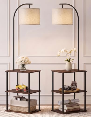 Floor Lamp with Table 2 (Walnut Brown)
