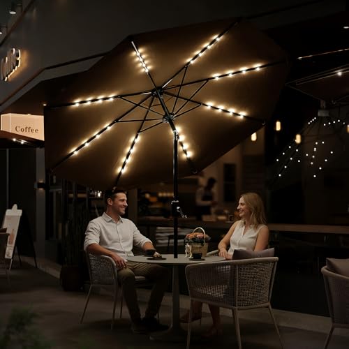 10 FT Patio Umbrella with Solar Lights