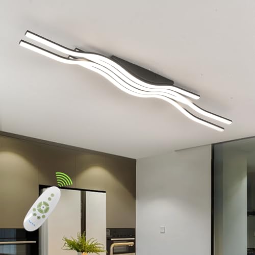 Black Hallway Light Acrylic Modern LED Ceiling Light Fixtures Dimmable Close to Ceiling Lights for Bedroom Bathroom Kitchen Balcony Curved Creative Design Ceiling Lamps