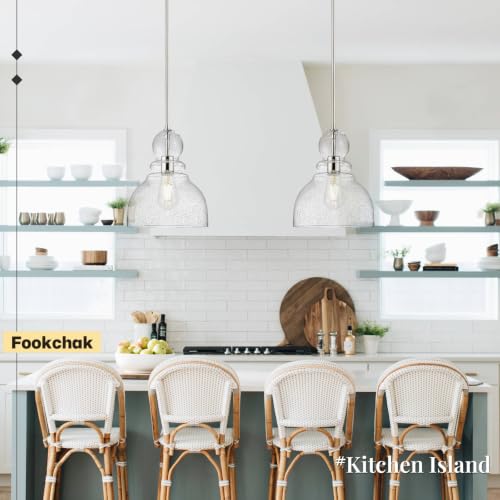 Brushed Nickel Seeded Glass Pendant Light Modern Kitchen light fixture
