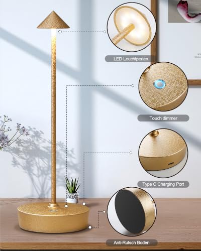 Cordless Table Lamps Rechargeable 6000mAh Battery Operated LED Desk Lamp