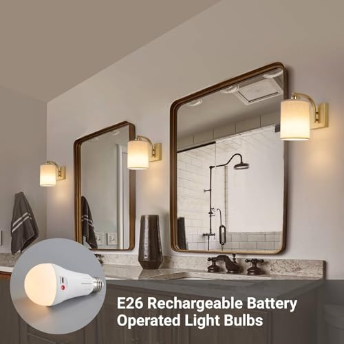 Gold Rechargeable Wall Sconces Set of 2 with Remote (2 Count)