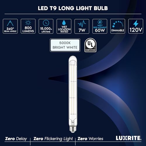 Vintage T9 Long LED Tube Light Bulbs 60W Equivalent (4 Count)