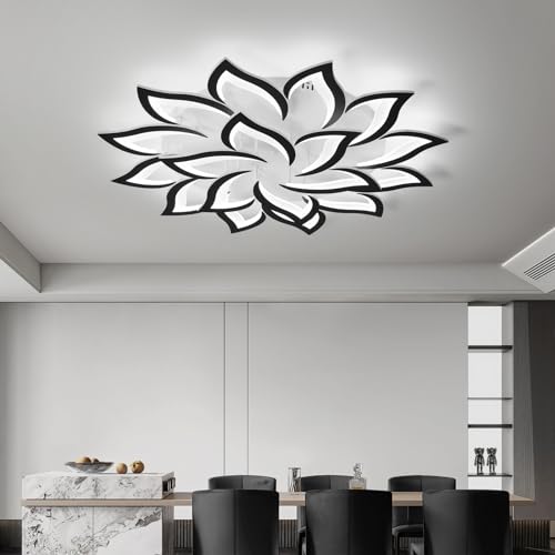 39.4" Flower Shaped Ceiling Light Dimmable Modern Ceiling Lamp Remote Control LED Lighting Fixture for Living Room Dining Room Farmhouse