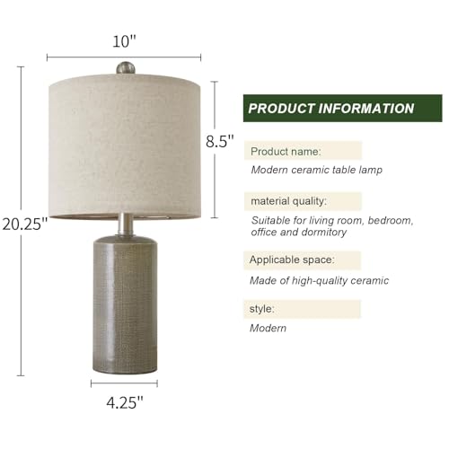 Small Table Lamps Set of 2 for Living Room 20.25" Grey Lamps Bedside Lamps (2 Count)