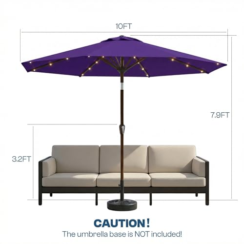 10FT Solar Patio Umbrella with Lights