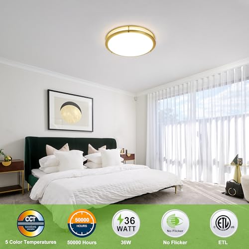 16 inch Dimmable LED Flush Mount Ceiling Light Fixture