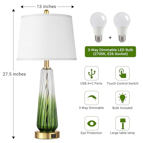 Modern Glass Table Lamps Set of 2 (2 Count)