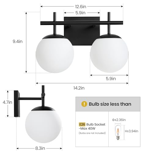 Black Bathroom Light Fixture Over Mirror (2 Count)